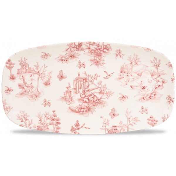 Cranberry Toile Oblong Plate 11.75"