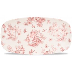 Churchill Cranberry Toile Oblong Plate 13.9″