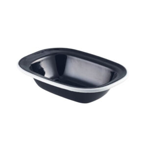 Enamel Pie Dish Black with White Rim 16cm