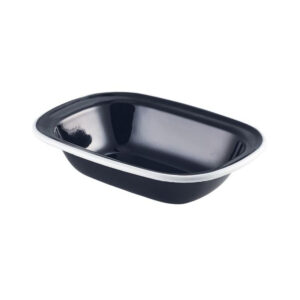 Enamel Pie Dish Black with White Rim 18cm