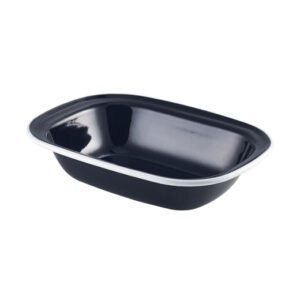 Enamel Pie Dish Black with White Rim 20cm