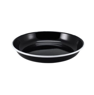 Enamel Rice/Pasta Plate Black with White Rim 24cm