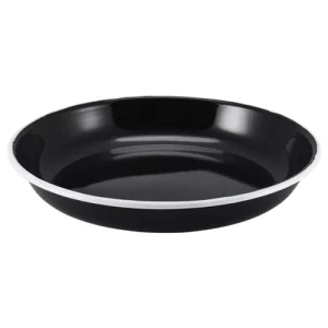 GenWare Enamel Rice/Pasta Plate Black & White