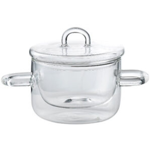 Luigi Bormioli Thermic Double-Walled Glass Pot with Dual Handles & Lid 250ml/8.75oz