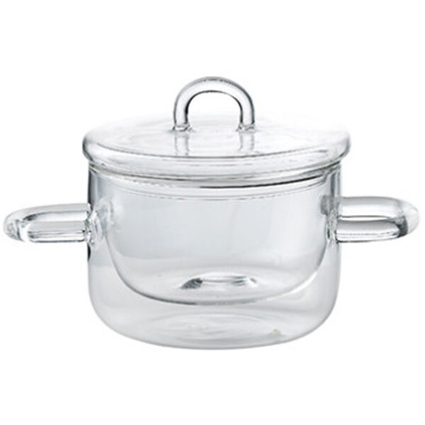 Thermic Double-Walled Glass Pot with Dual Handles & Lid