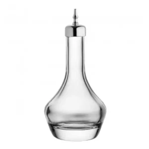 glass bitters bottle with silver top