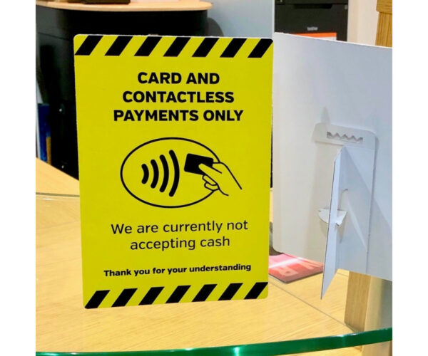 A6 Card & Contactless Payments Only Countertop Freestanding Notice