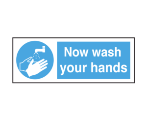 Now Wash Your Hands Text & Symbol Vinyl Sticker