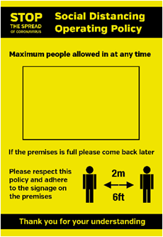 Waterproof Poster: Social Distancing Operating Policy