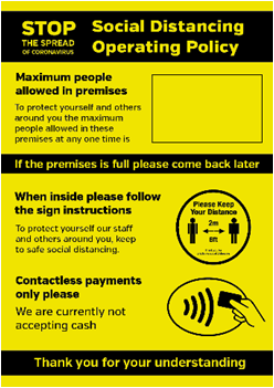 A4 Size: Social Distancing Contactless Only Operating Policy