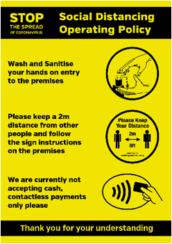 Social Distancing & Sanitize Operating Policy Poster