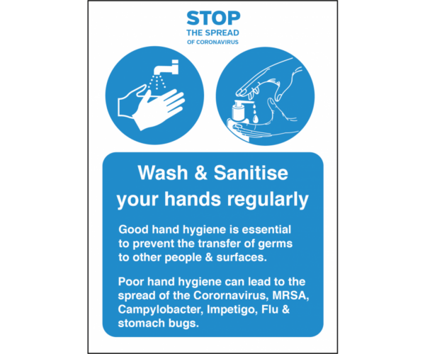 Wash & Sanitise Vinyl Sticker Notice-0