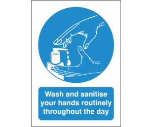 Wash & Sanitise Routinely Vinyl Sticker Notice