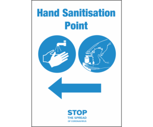 Hand Sanitisation Point Left Arrow Vinyl Sticker Notice