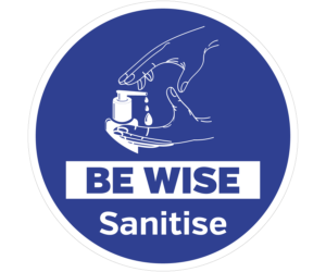 Mileta Non Slip Be Wise Sanitise Floor Graphic