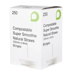 an image of Dispo Compostable PLA Smoothie Straws White 20 x 9cm