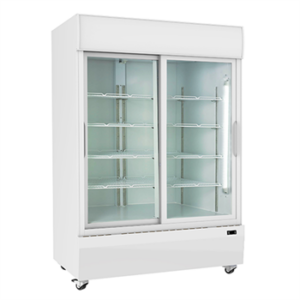 Prodis Double Sliding Door Tall Shop Display Fridge 1200L White