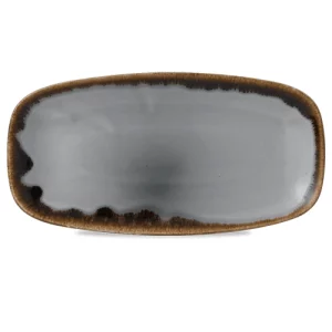 An image of a Dudson Harvest Chefs Oblong Plate Grey 30 x 15.2cm11.75 x 6