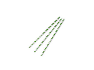 Standard green stripe 6mm paper straw, 7.8in