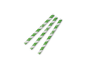 Jumbissimo green stripe 10mm paper straw, 7.8in