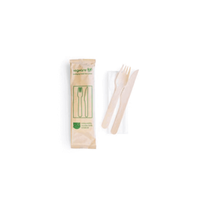 Compostable wooden knife & fork kit