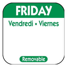 Friday 25mm (1″) Square Trilingual Removable Label