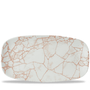 Churchill Super Vitrified Studio Prints Kintsugi Coral Chefs Oblong Plate 35cm x 18.72cm/13.87" x 7.37"