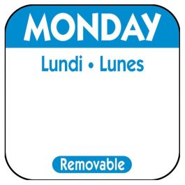 Monday 25mm (1") Square Trilingual Removable Label-0