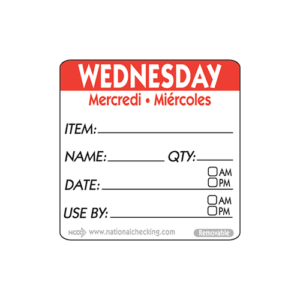 50mm Wednesday Removable Day Label (500)