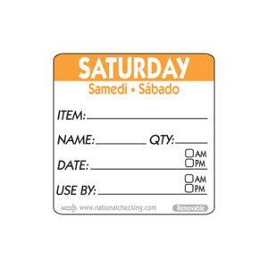 50mm Saturday Removable Day Label (500)