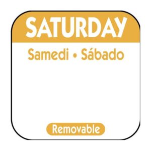 Saturday 25mm (1″) Square Trilingual Removable Label