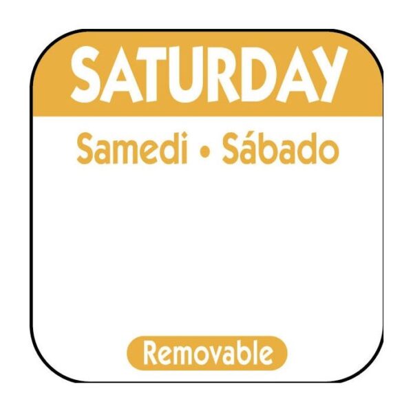 Saturday 25mm (1") Square Trilingual Removable Label-0