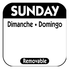 Sunday 25mm (1″) Square Trilingual Removable Label