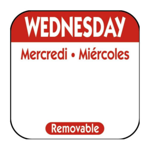 Wednesday 25mm (1″) Square Trilingual Removable Label