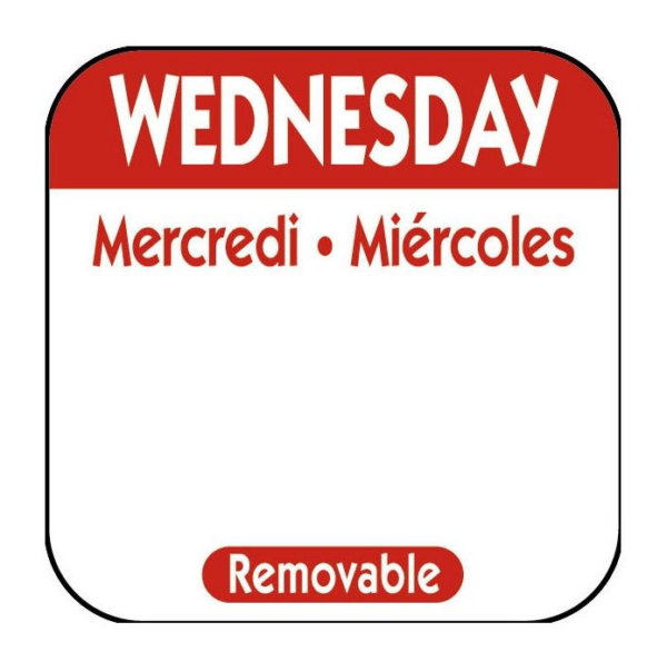 Wednesday 25mm (1") Square Trilingual Removable Label-0