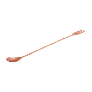 Mezclar Cocktail Spoon With Fork Copper