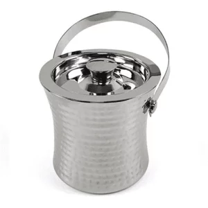 A Silver Hammered Effect Ice Bucket