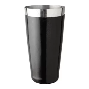 a black vinyl can with a silver rim