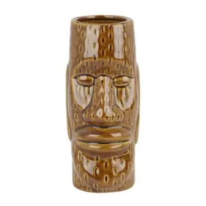 brown ceramic easter islander tiki mug for cocktails