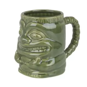 green ceramic tiki mug with handle for cocktails