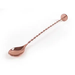 Copper Cocktail spoon with masher and a twisted handle detail