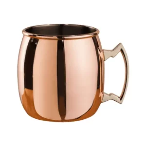 copper curved mug with handle used for cocktails