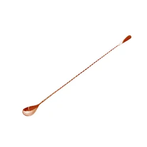 copper thin handled mixing spoon for cocktails