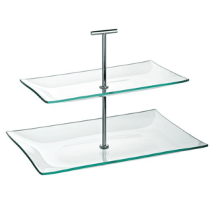 Aura 2 Tiered Rectangular Glass Plate 11.75 x 8"