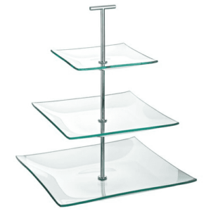 Aura 3 Tiered Square Glass Plate 9.75, 8, 5.75″