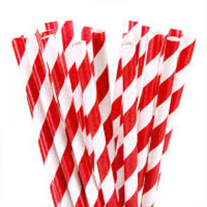 Red Striped Paper Straws 7.75