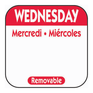 25mm Wednesday Removable Day Labels (1000)