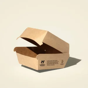 Notpla Compostable Takeaway Burger Box Clamshell.