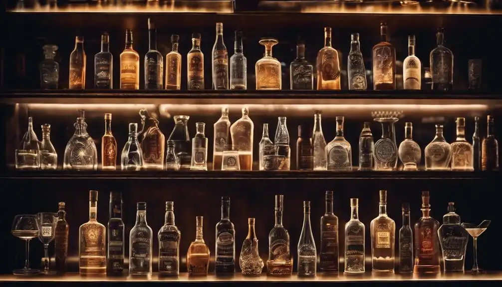 image of bottlse in a bar scene on a shelf