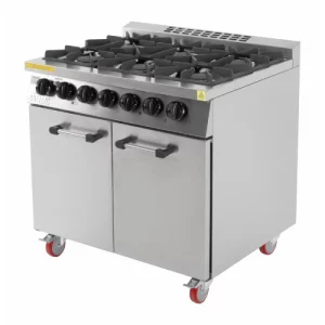 An image of the Buffalo 6 Burner Gas Oven Range with Castors (Nat/Pro)